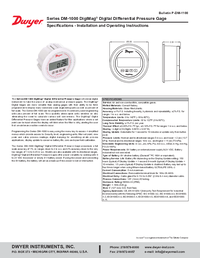 Thumbnail of document Manual - DM-1000 DigiMag Digital Differential Pressure and Flow Gages